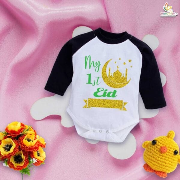 My 1st Eid Full Sleeve Baby Romper – Soft & Adorable Eid Bodysuit for Newborns & Infants – Babywish