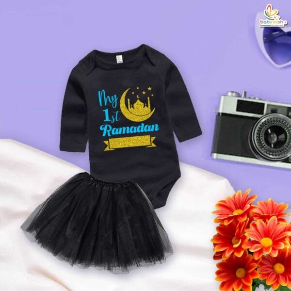 Newborn girls tutu skirt Full Sleeve romper Eid print onesies bodysuits for baby 0 to 12 months - Image 2