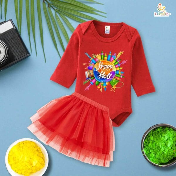 Newborn girls tutu skirt Full Sleeve romper Holi print onesies bodysuits for baby 0 to 12 months - Image 3