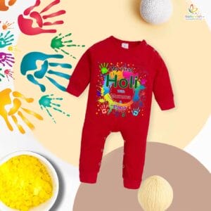 My First Holi Full Body Romper – "Holi with Mumma" Baby Bodysuit for Newborns & Infants – Babywish