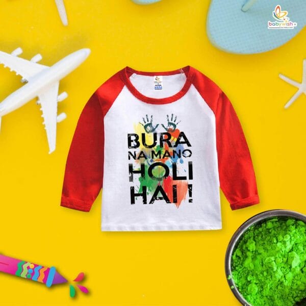 My First Holi Full Sleeve T-shirt – "Bura Na Mano Holi Hai" Baby Outfit for Boys & Girls – Babywish - Image 3