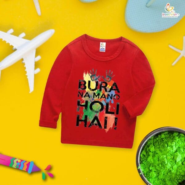 My First Holi Full Sleeve T-shirt – "Bura Na Mano Holi Hai" Baby Outfit for Boys & Girls – Babywish - Image 4