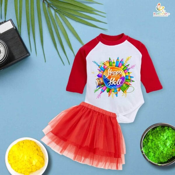 Newborn girls tutu skirt Full Sleeve romper Holi print onesies bodysuits for baby 0 to 12 months - Image 4