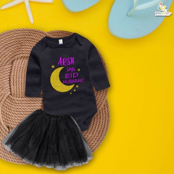 Newborn girls tutu skirt Full Sleeve romper Eid print onesies bodysuits for baby 0 to 12 months - Image 2