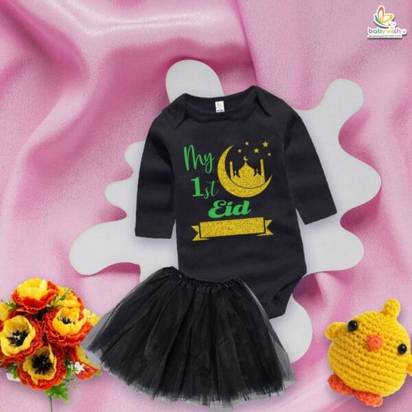 Newborn girls tutu skirt Full Sleeve romper Eid print onesies bodysuits for baby 0 to 12 months - Image 2