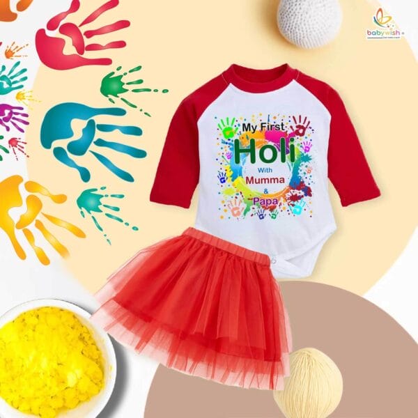Newborn girls tutu skirt Full Sleeve romper Holi print onesies bodysuits for baby 0 to 12 months - Image 4