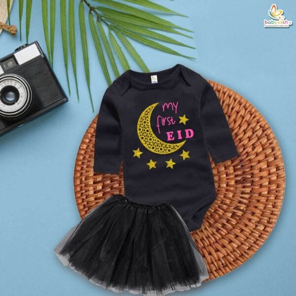 Newborn girls tutu skirt Full Sleeve romper Eid print onesies bodysuits for baby 0 to 12 months - Image 2