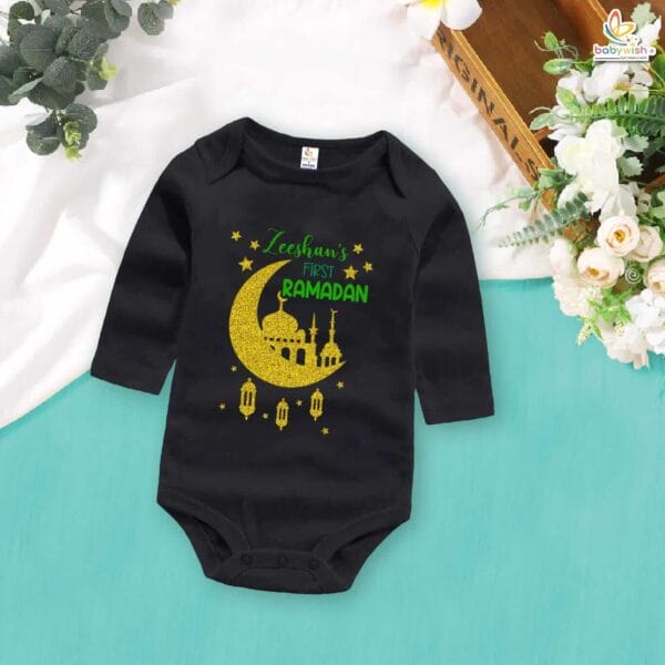 Babywish Eid Full Sleeves Romper Clothes My First Eid Full Sleeve Bodysuit First Ramadan - Image 2