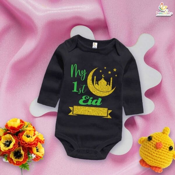 My 1st Eid Full Sleeve Baby Romper – Soft & Adorable Eid Bodysuit for Newborns & Infants – Babywish - Image 2