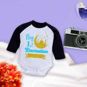 My 1st Ramadan Full Sleeve Baby Romper – Adorable Islamic Festival Bodysuit for Newborns & Infants – Babywish