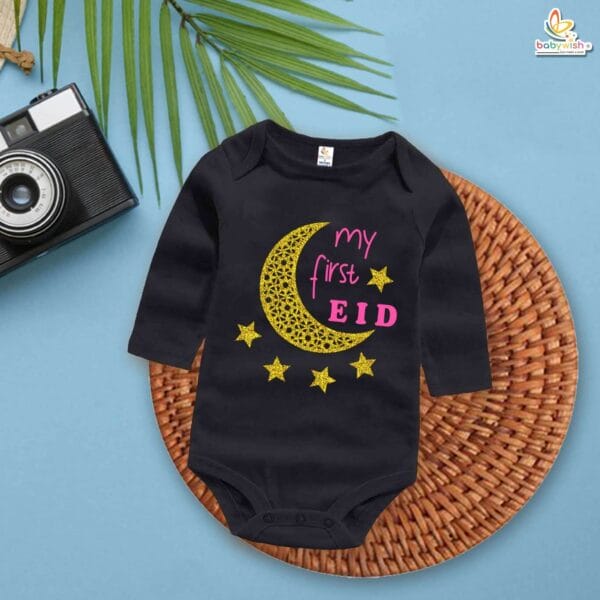 My First Eid Full Sleeve Baby Romper – Adorable Eid Bodysuit for Newborns & Infants – Babywish - Image 2