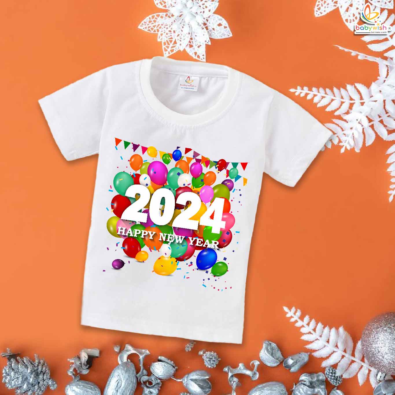 New Year T-shirt My First New Year T-shirt Decorated Happy New Year | Cute Baby Outfit for Boys & Girls | Cotton Half Sleeve Round Neck Topwear for First New Year Party & Celebration – Babywish