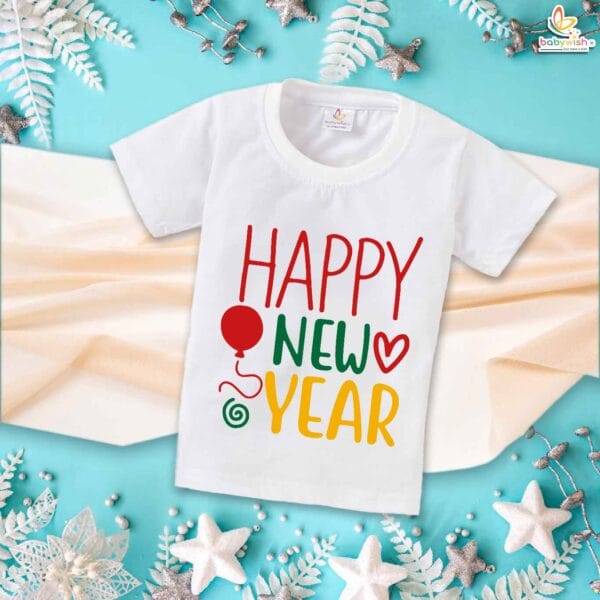 Babywish New Year T-shirt My First New Year T-shirt Heart & Balloon Print New Year
