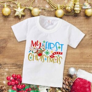 Babywish Christmas T-shirt My First Christmas T-shirt My First Christmas Floral Theme