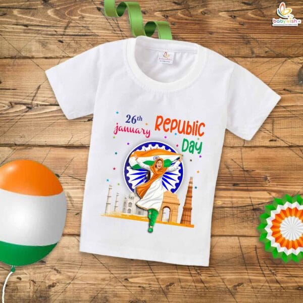 Babywish Republic Day T-shirt My First Republic Day T-shirt 26th January Republic Day Flag Girl