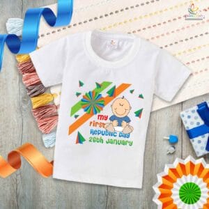 My First Republic Day T-Shirt | My First Republic Day 26th January Baby Print Tee | India Republic Day Baby Outfit | Babywish