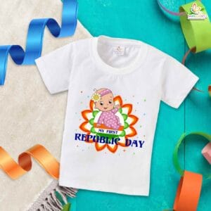 My First Republic Day T-Shirt for Baby Girl | 26th January Outfit | Cute Republic Day Dress for Infant Girls | India Flag Theme Clothes | Babywish