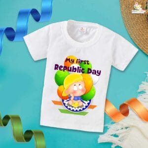 My First Republic Day T-Shirt | Balloon Print Baby Tee for 26th January | Patriotic Outfit for Infants & Toddlers | Republic Day Baby Clothes | Babywish