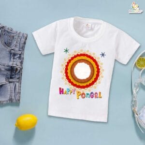 Happy Pongal Circle My First Pongal T-shirt – Cute Newborn & Infant Pongal T-shirt for Boys & Girls | Baby Pongal Celebration Outfit – Babywish