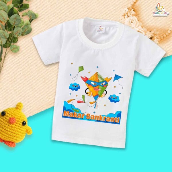 Makar Sankranti Super Kite My First Makar Sankranti Baby T-Shirt – Cute Newborn & Infant Festival Outfit | Makar Sankranti T-shirt for Baby Boys & Girls – Babywish