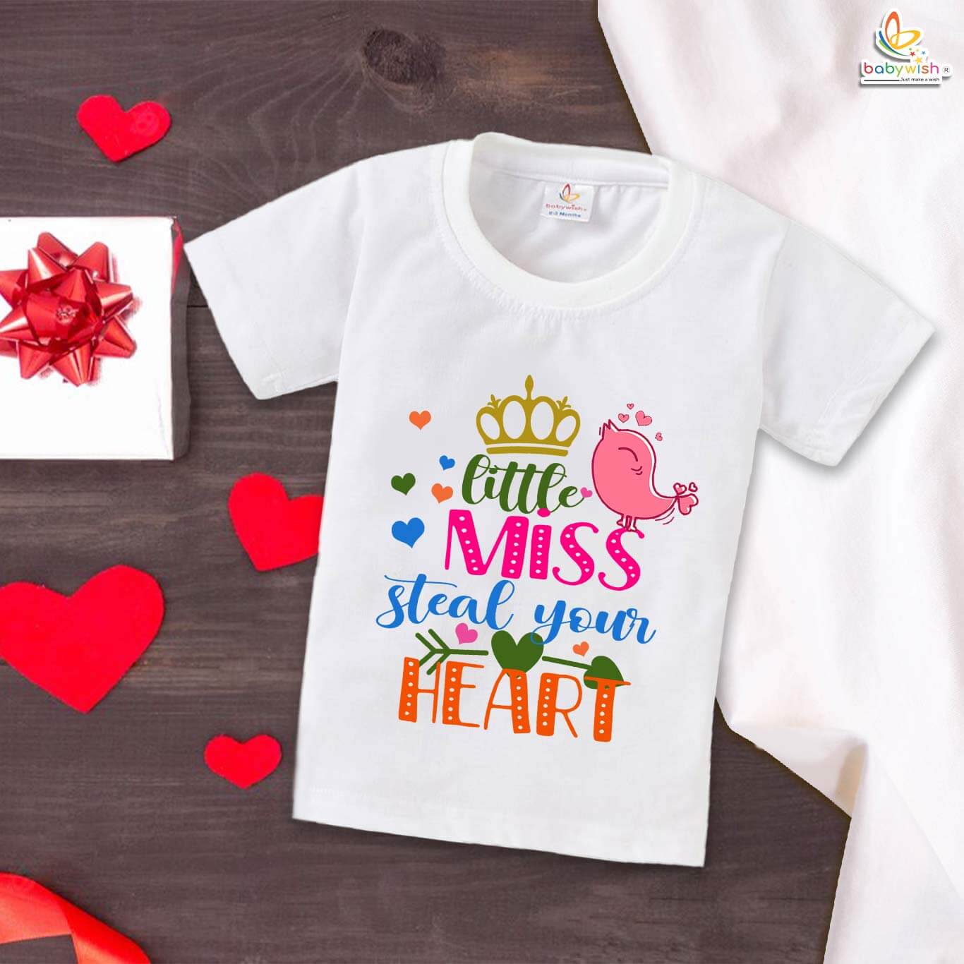 Little Miss Steal Your Heart Baby Girl T-Shirt – My First Valentine’s Day Outfit | Cute Valentine’s Day T-Shirt for Infant & Toddler Girls | Soft Baby Clothes – Babywish
