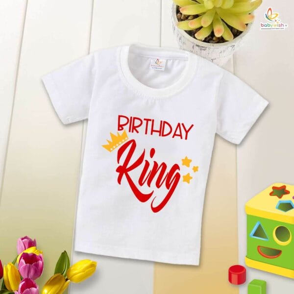 Little King Birthday Boy T-Shirt – My First Birthday Shirt for Baby Boys | Royal 1st Birthday Outfit with Crown Theme by Babywish