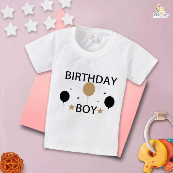 Birthday Boy T-Shirt with Balloons – My First Birthday Shirt for Baby Boys | Cute 1st Birthday Outfit & Party Tee with Air Balloon Theme by Babywish