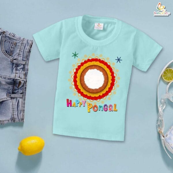 Happy Pongal Circle My First Pongal T-shirt – Cute Newborn & Infant Pongal T-shirt for Boys & Girls | Baby Pongal Celebration Outfit – Babywish - Image 2