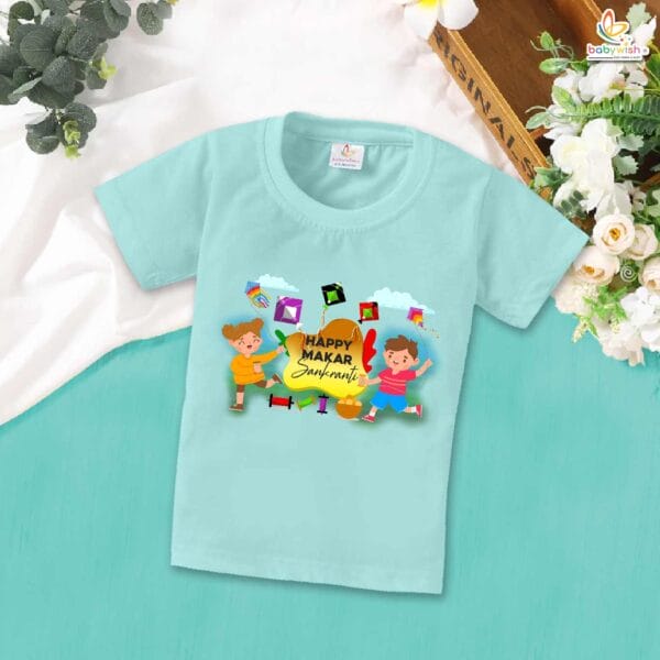 My First Makar Sankranti T-Shirt – "Makar Sankranti Kite Laddu Print" Baby T-Shirt for Boys & Girls | Soft Baby Outfit for Newborn & Infant – Babywish - Image 2