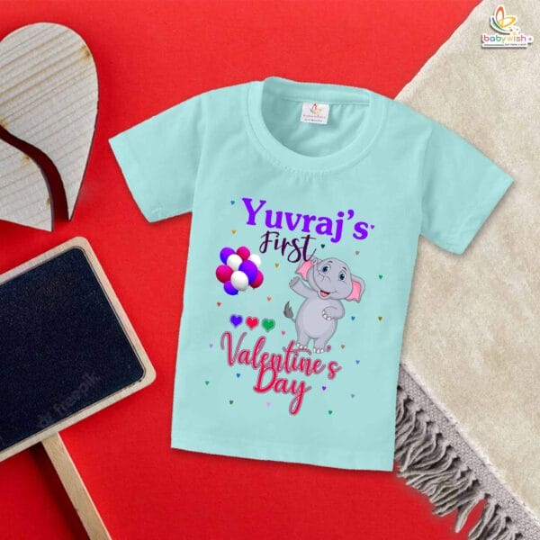 Elephant Print My First Valentine’s Day Baby T-Shirt – Cute Infant & Newborn Valentine’s Day Outfit | Soft Cotton T-Shirt for Baby Boys & Girls – Babywish - Image 2