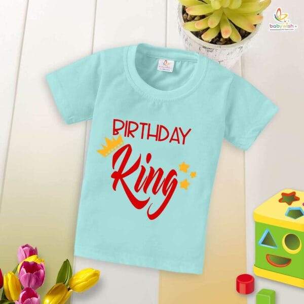 Little King Birthday Boy T-Shirt – My First Birthday Shirt for Baby Boys | Royal 1st Birthday Outfit with Crown Theme by Babywish - Image 2