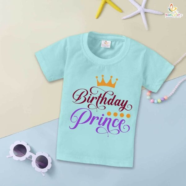Prince Birthday Boy T-Shirt – My First Birthday Shirt for Baby Boys | Cute 1st Birthday Outfit for Little Prince by Babywish - Image 2