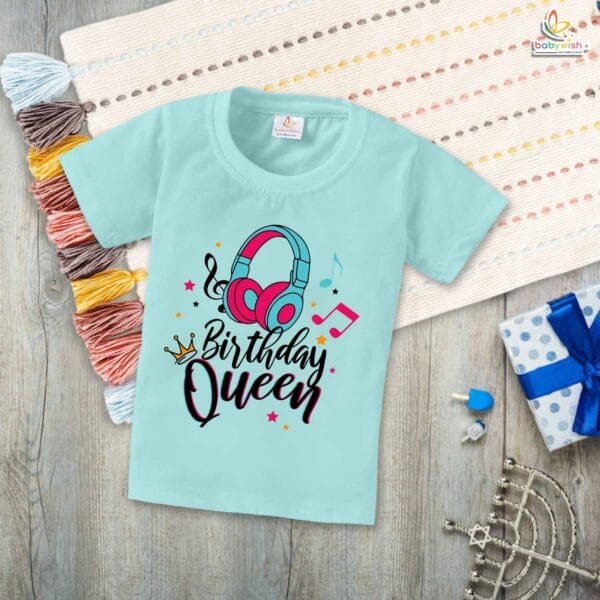 Birthday Queen T-Shirt with Headphones – Cool Birthday Shirt for Women & Teens | Music Lover Birthday Outfit | Matching Family Party Tee by Babywish - Image 2