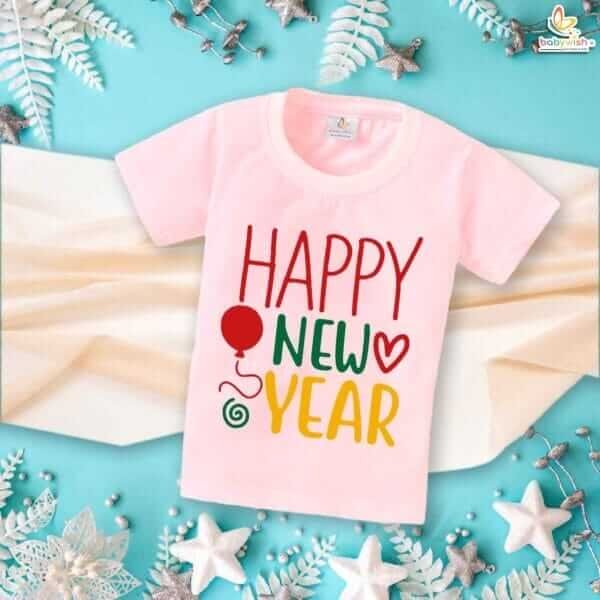 Babywish New Year T-shirt My First New Year T-shirt Heart & Balloon Print New Year - Image 3