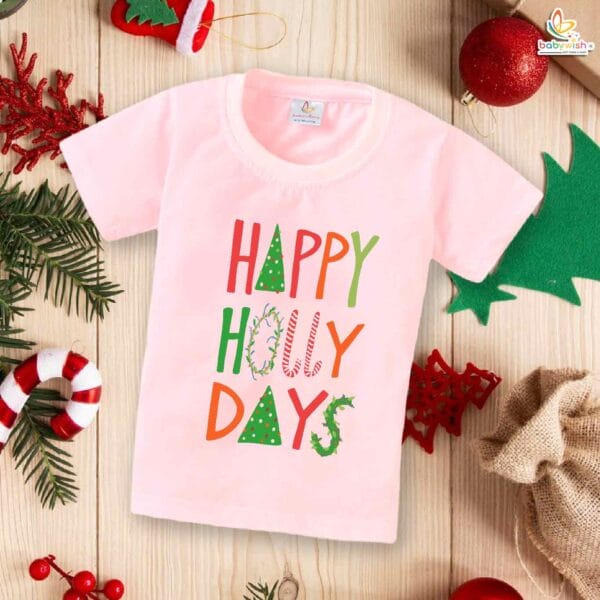 Babywish Christmas T-shirt My First Christmas T-shirt Happy Holly Days on Christmas - Image 3