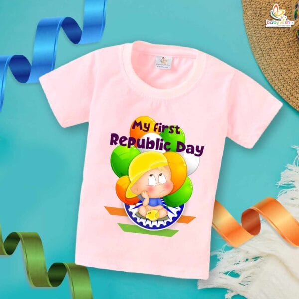 My First Republic Day T-Shirt | Balloon Print Baby Tee for 26th January | Patriotic Outfit for Infants & Toddlers | Republic Day Baby Clothes | Babywish - Image 3