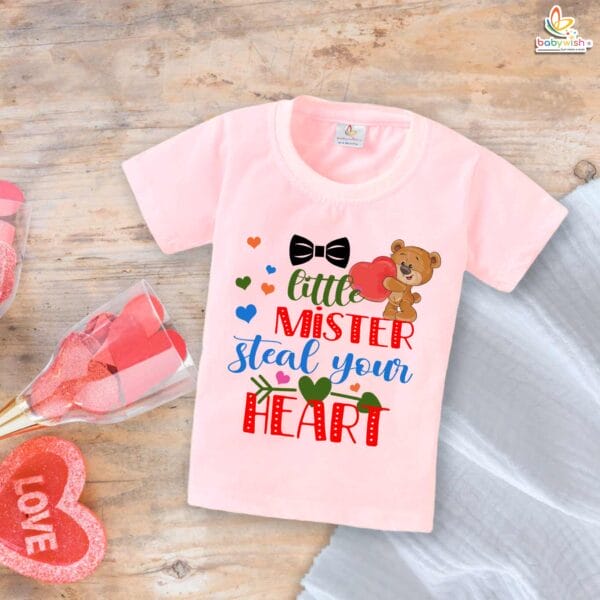 Little Mister Steal Your Heart Baby Boy T-Shirt – My First Valentine’s Day Outfit | Cute Valentine’s Day T-Shirt for Infant & Toddler Boys | Soft Baby Clothes – Babywish - Image 3
