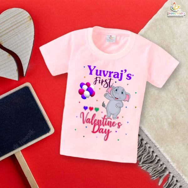 Elephant Print My First Valentine’s Day Baby T-Shirt – Cute Infant & Newborn Valentine’s Day Outfit | Soft Cotton T-Shirt for Baby Boys & Girls – Babywish - Image 3