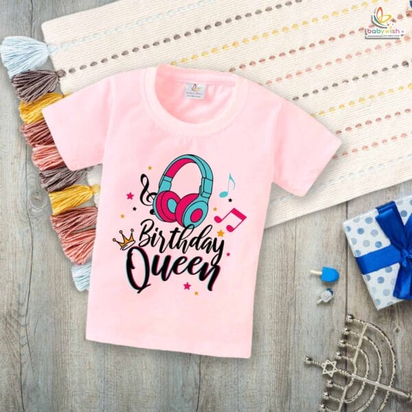 Birthday Queen T-Shirt with Headphones – Cool Birthday Shirt for Women & Teens | Music Lover Birthday Outfit | Matching Family Party Tee by Babywish - Image 3