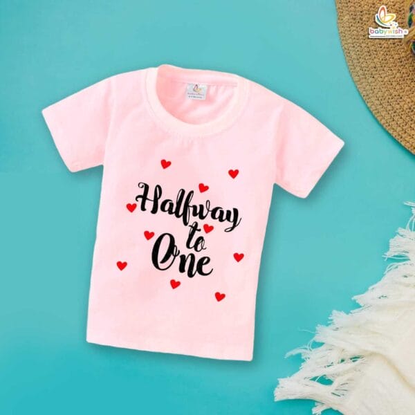 Halfway to One T-Shirt – 1/2 Birthday Shirt for Baby Boys & Girls – My First Half Birthday 6 Month Outfit – Babywish - Image 3