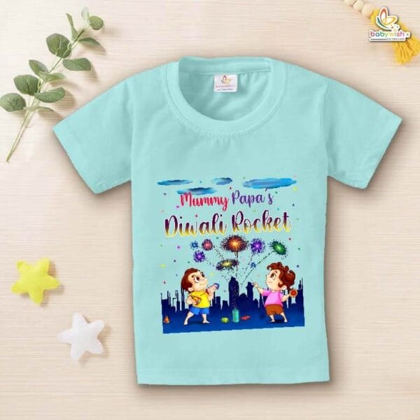 Babywish Baby Diwali T-shirt My First Diwali Mummy Papa's Diwali Rocket - Image 2