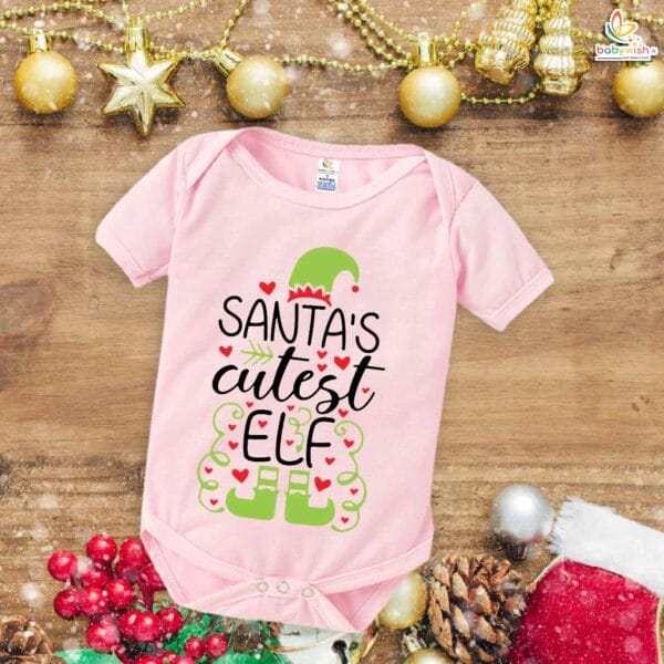 Babywish Christmas Romper Clothes My First Merry Christmas Bodysuits Christmas Santa Elf Print - Image 5