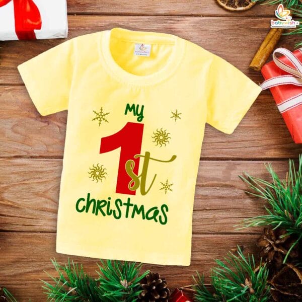 Babywish Christmas T-shirt My First Christmas T-shirt First Christmas Floral Theme - Image 4