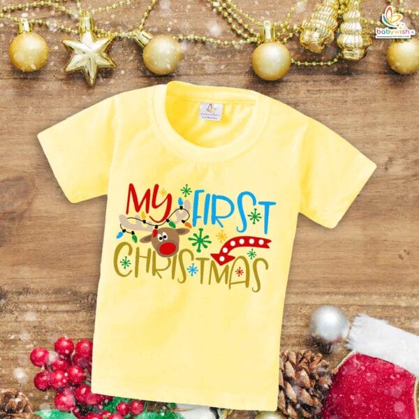 Babywish Christmas T-shirt My First Christmas T-shirt My First Christmas Floral Theme - Image 4