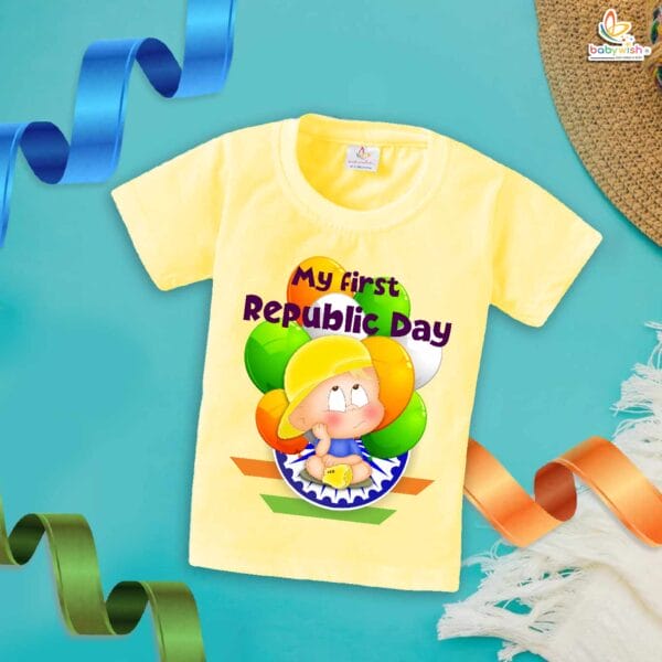 My First Republic Day T-Shirt | Balloon Print Baby Tee for 26th January | Patriotic Outfit for Infants & Toddlers | Republic Day Baby Clothes | Babywish - Image 4