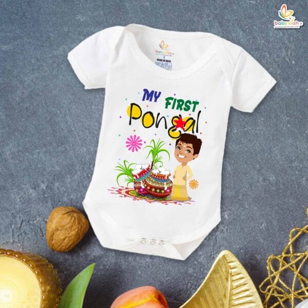 First Pongal My First Pongal Romper – Cute Newborn & Infant Bodysuit for Pongal Celebration | Baby Pongal Outfit for Boys & Girls – Babywish - Image 5