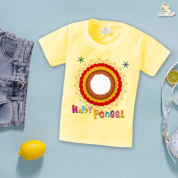 Happy Pongal Circle My First Pongal T-shirt – Cute Newborn & Infant Pongal T-shirt for Boys & Girls | Baby Pongal Celebration Outfit – Babywish - Image 4