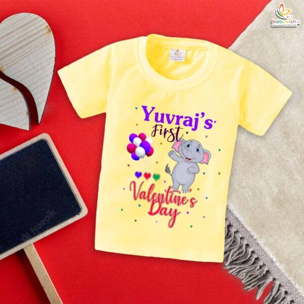 Elephant Print My First Valentine’s Day Baby T-Shirt – Cute Infant & Newborn Valentine’s Day Outfit | Soft Cotton T-Shirt for Baby Boys & Girls – Babywish - Image 4