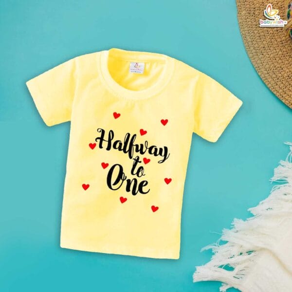 Halfway to One T-Shirt – 1/2 Birthday Shirt for Baby Boys & Girls – My First Half Birthday 6 Month Outfit – Babywish - Image 4