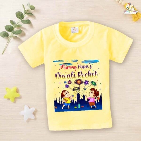Babywish Baby Diwali T-shirt My First Diwali Mummy Papa's Diwali Rocket - Image 4